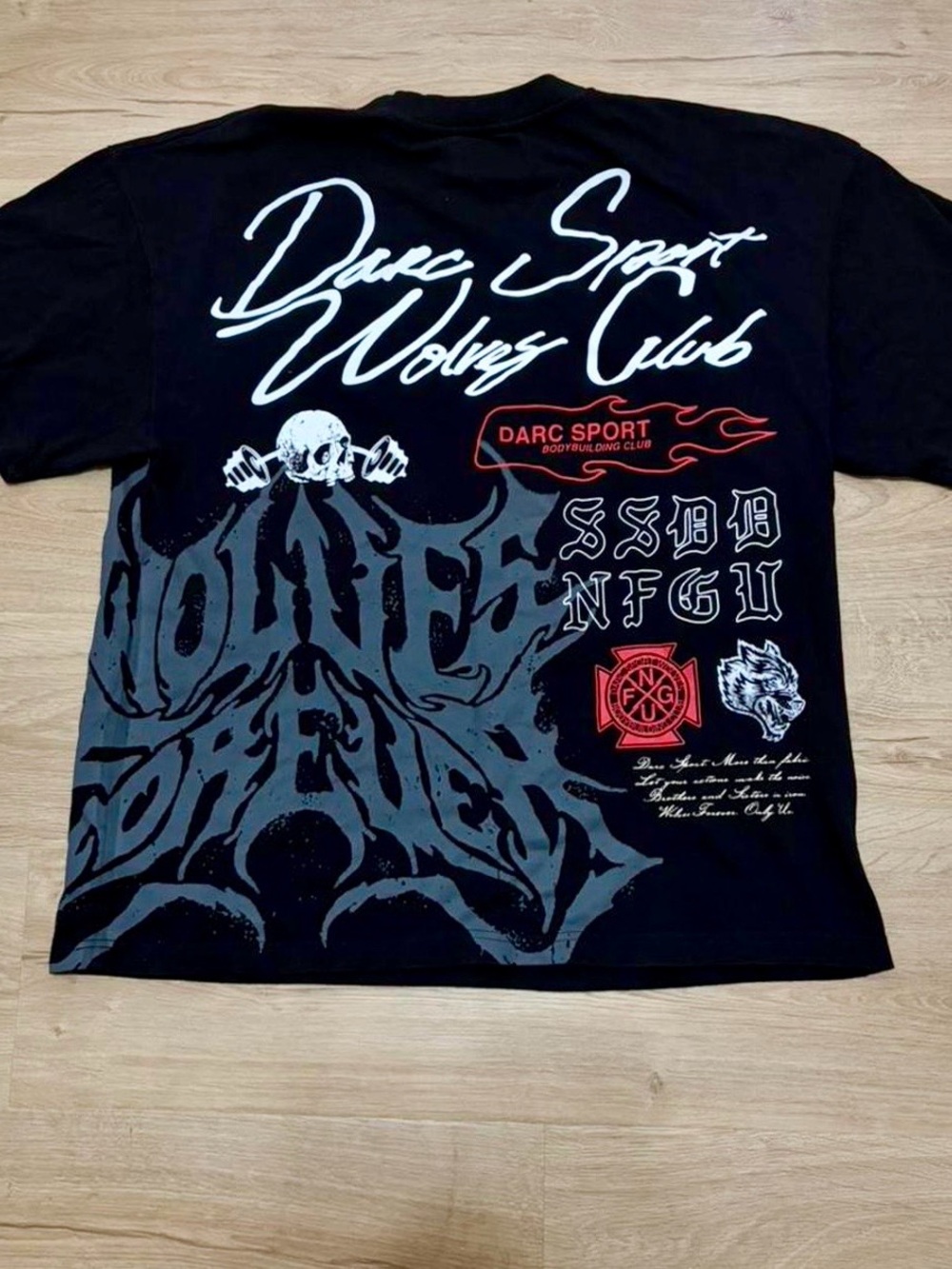 Darc Sport Black Wolves Club Graphic Tee with Red Accents